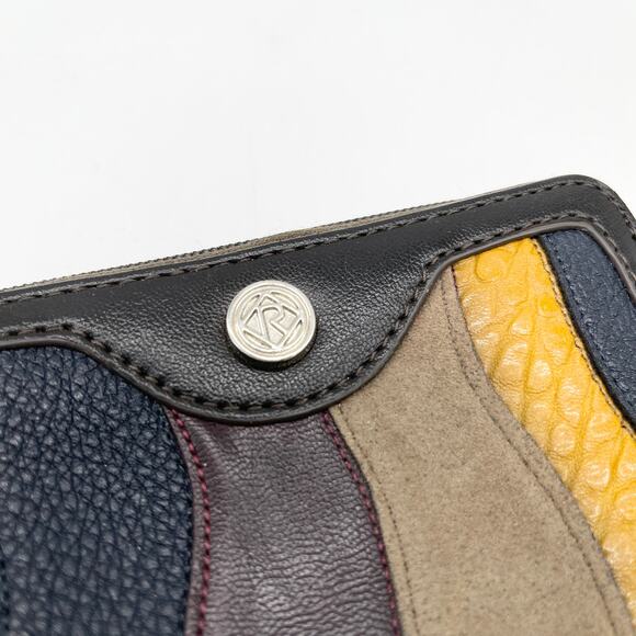 Relic Womens Wallet Patchwork Brown Yellow Navy Red Multi Textured 90s Y2K Retro - Picture 2 of 8